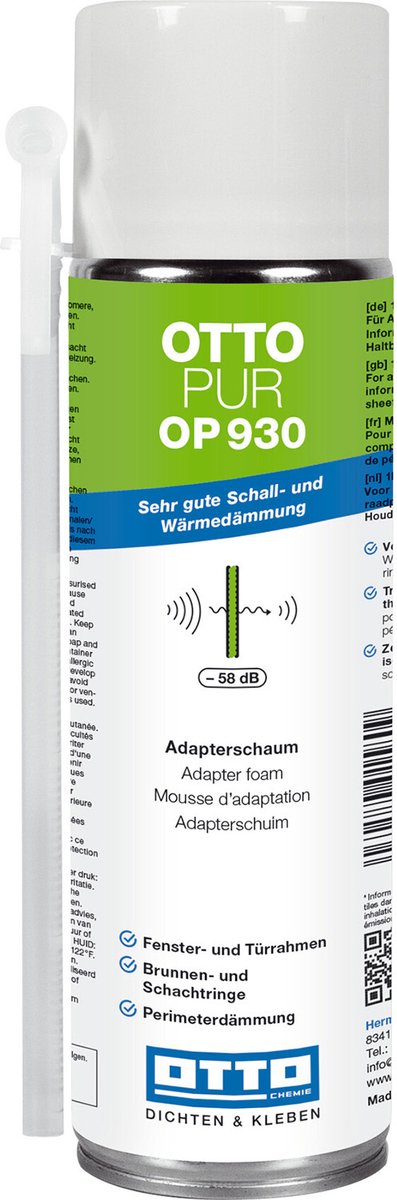 Ottopur OP930 montageschuim - 500 ml bus - 1K polyurethaan voor kozijnen en voegafdichting