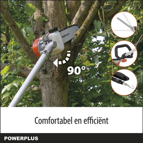 Powerplus Dual Power POWDPG7553 4 in 1 Bosmaaier - 40V - Brushless - Maaibreedte trimmer 320mm, bosmaaier 255mm, heggenschaar 410mm, kettingzaag 200mm - Excl. accu en lader - Incl. trimmerdraad en maaischijf van Powerplus — afbeelding 5