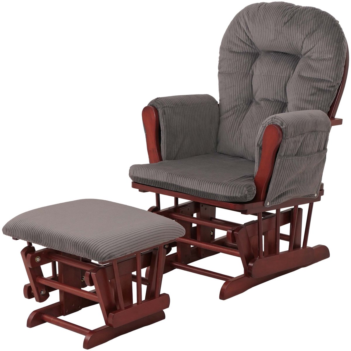 MCW Relaxstoel MCW-C76, schommelstoel, schommelstoel met voetenbankje, corduroy 320 g/m² ~ donkergrijs, donker frame