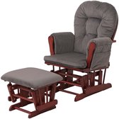 Relaxfauteuil MCW-C76, schommelstoel schommelstoel met kruk stoffen koord 320g/m² Oeko-Tex ~ donkergrijs donker frame