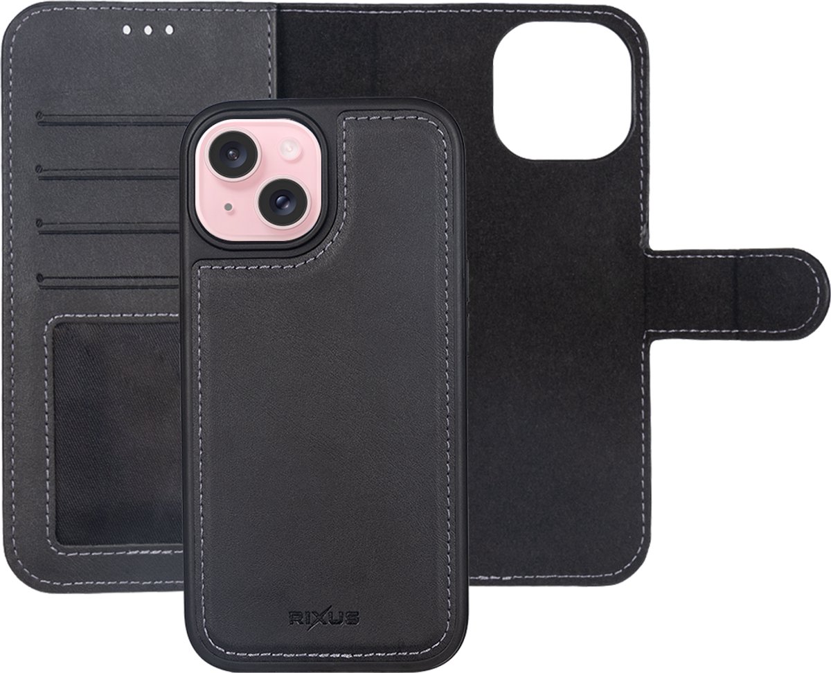 Rixus Duo Magnetic Detachable Wallet For Apple iPhone 16 Plus Black