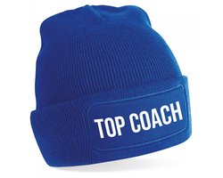 Bellatio Decorations Coach muts voor volwassenen - blauw - top coach - wintermuts - beanie - one size - unisex