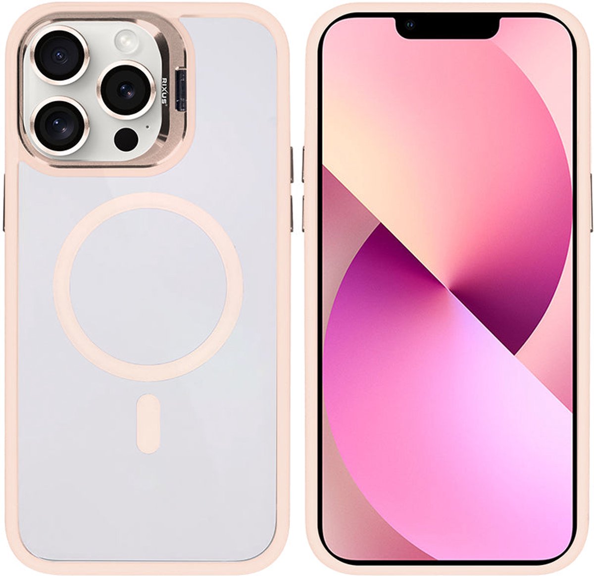 Rixus Classic 03 Case With MagSafe For Apple iPhone 13 Pro Max Light Pink