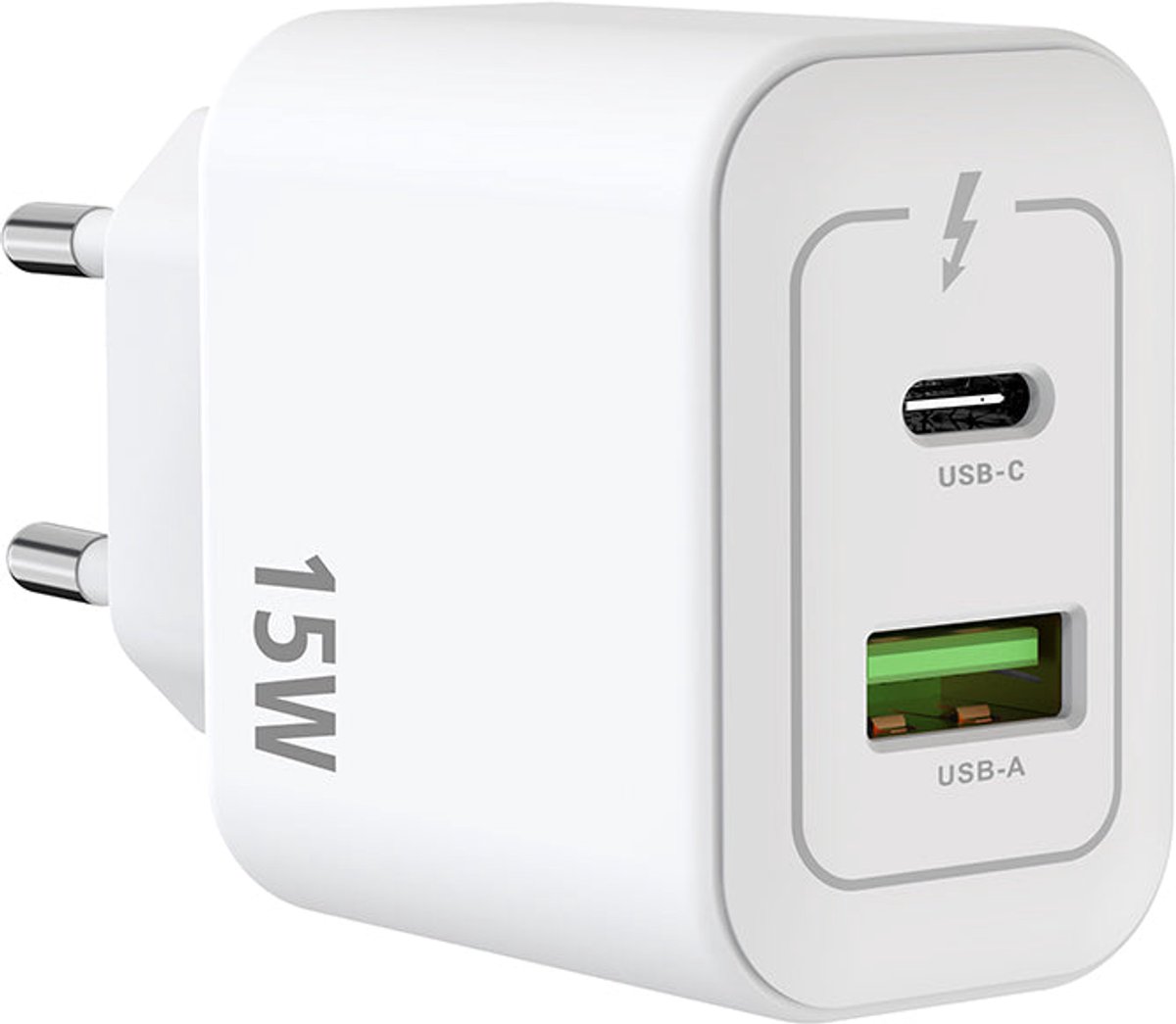 Rixus RXHC15 USB-C, USB-A Power Adapter 15W White