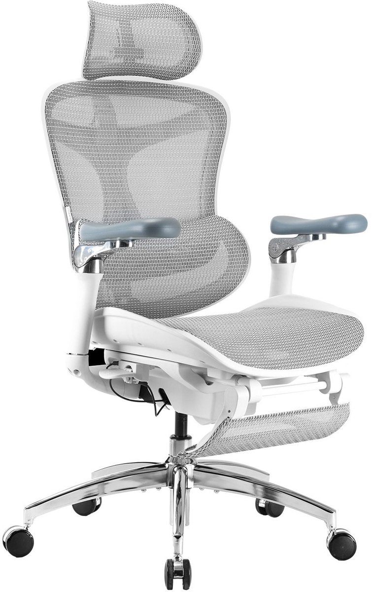 SIHOO DORO C300 PRO Ergonomische Bureaustoel - Met voetsteun - Mesh met Hoge Rugleuning - 6D-armleuningen - Wit van Sihoo