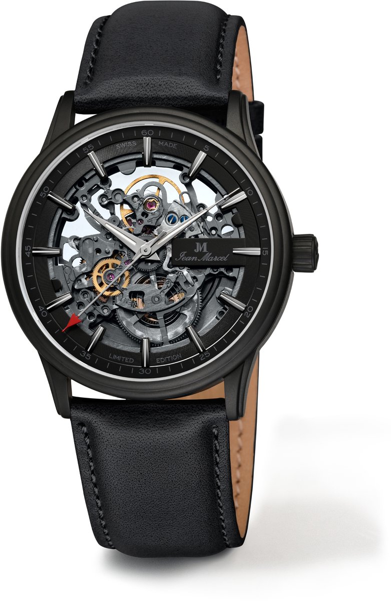 Jean Marcel Herren Armbanduhr Edelstahl geschwärzt Satiniert 24,5cm