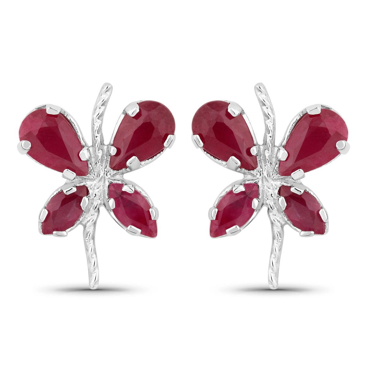 Vira Jewels Ohrringe Silber 925 rhodiniert Schmetterling-Motiv mit echtem Rubin