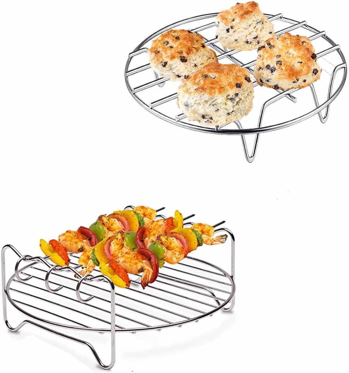 Multifunctioneel Airfryer Grillrek voor Dubbel Koken - 2 Stuks