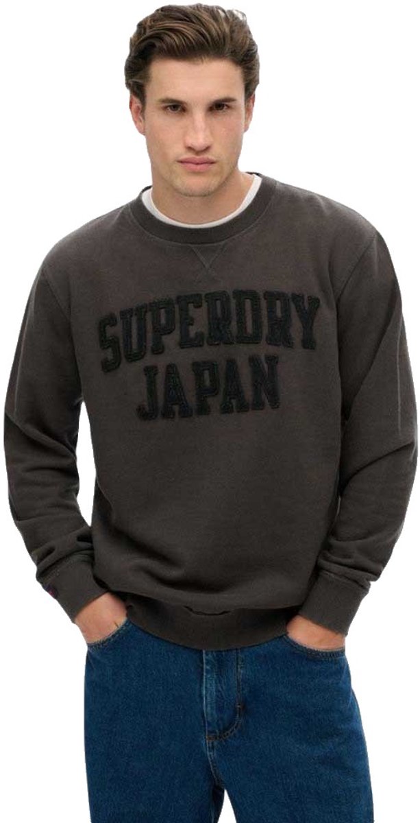 Superdry Vintage Athletic Tonal sweatshirt met ronde hals Heren Truien Zwart