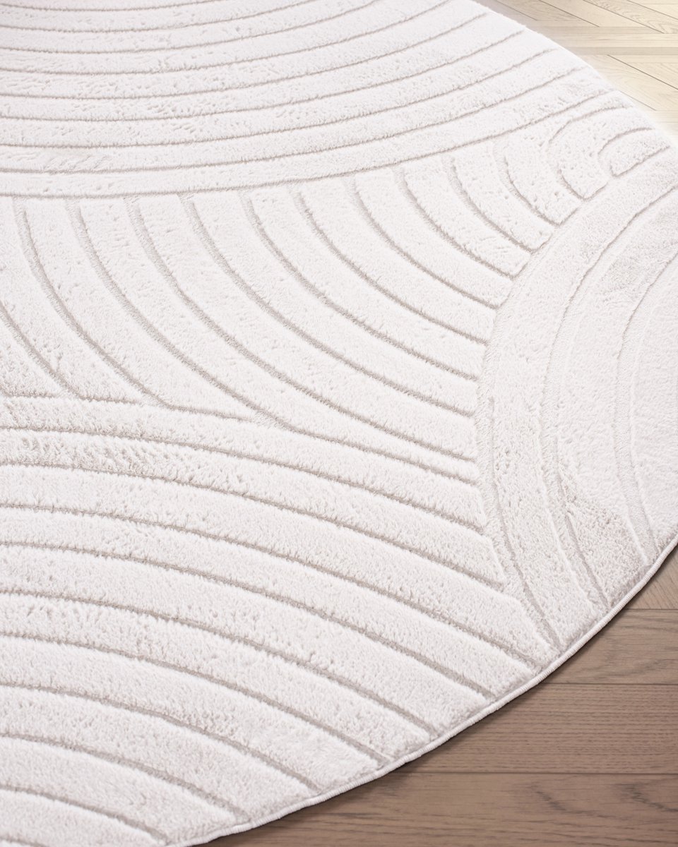 Carpetique Rond Vloerkleed - Ø200 cm – Beige - Antislip – Japandi & Scandinavisch Woonkamer Tapijt