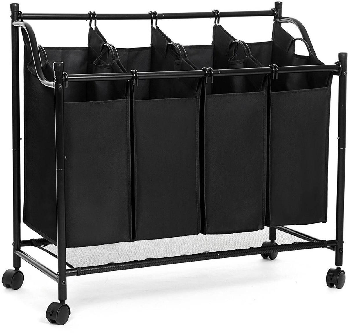 Hoppa! - Wasmand met vakken - Zwart - Polyester - 87,5 x 38,5 x 81 cm