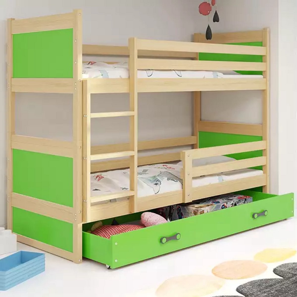 BMS RICO - Jeugd Stapelbed - 90x200 cm - Groen - Pine