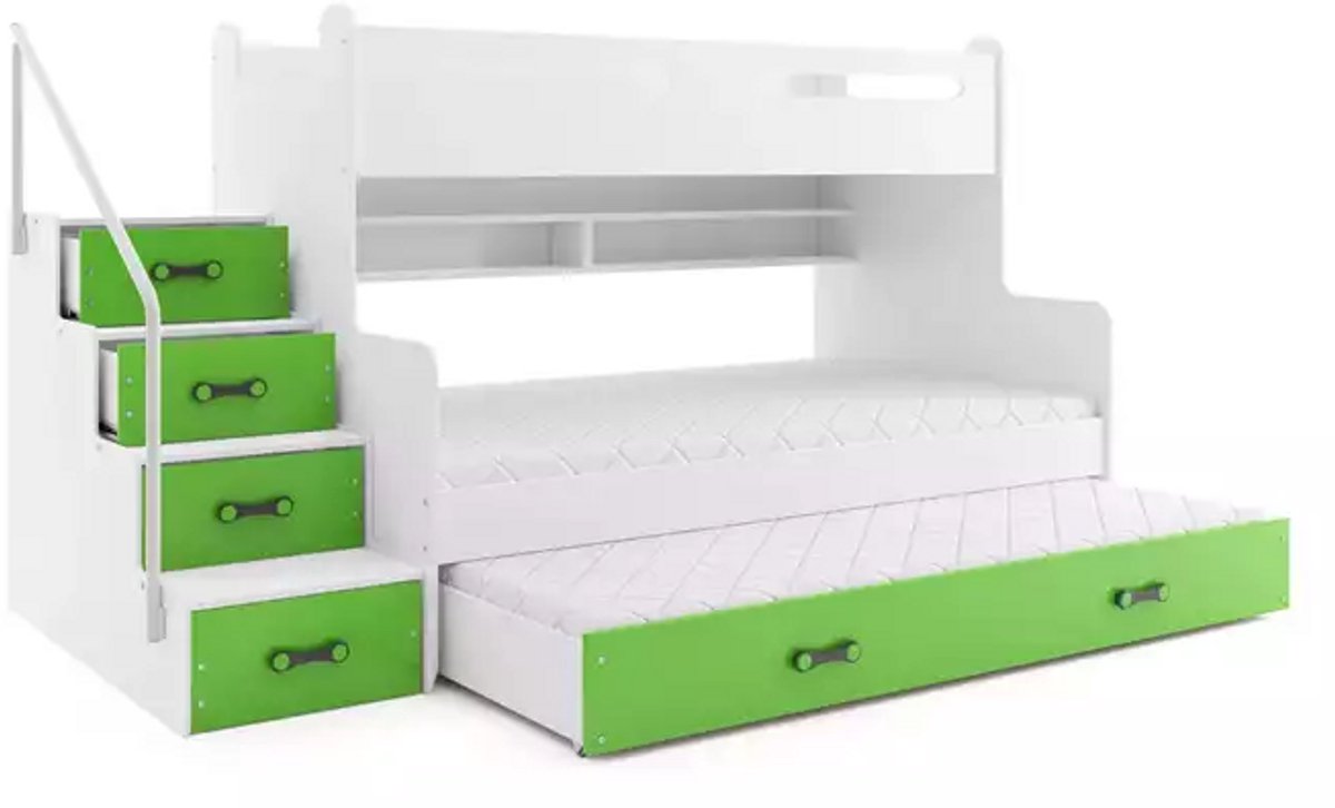 BMS - MAX 3 Triple Jeugd Bed - 120x200 cm - Groen