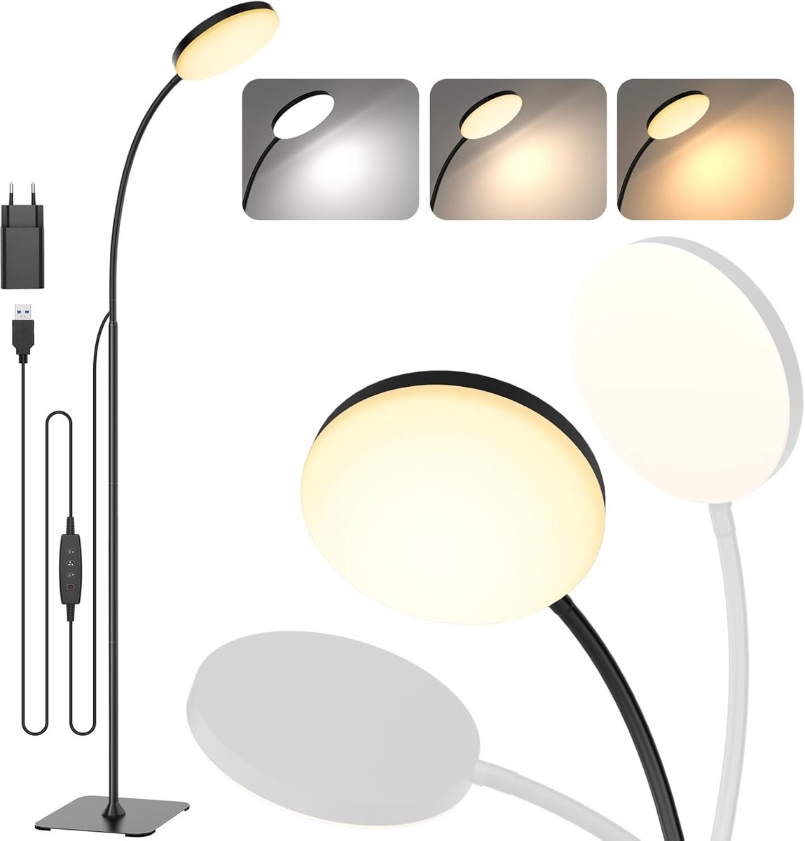 Sfeerverlichting Slimme Vloerlamp Staand Dimbaar Verstelbaar LED Leeslamp Flexibel- Vloerl
