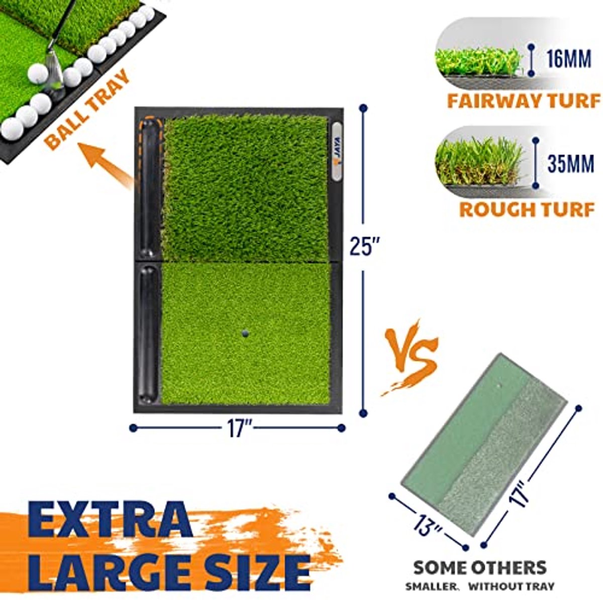 2-in-1 Golf Hitting Mat voor Fairway en Rough met Rubber Basis en Opvouwbaar Ontwerp