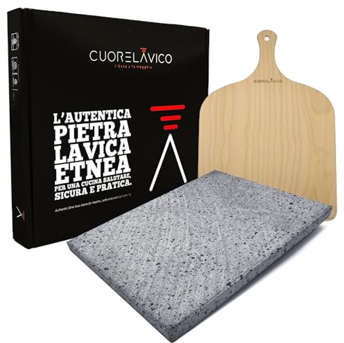 Vesuviaanse Lava Steen Ovenschaal voor Pizza - 39 x 30 x 2 cm - Voor Gas, Elektrisch en Barbecue Gebruik