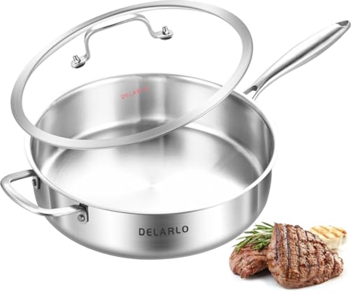 Tri-Ply RVS Saute Pan 5.5QT - 12 Inch Diepe Koekenpan