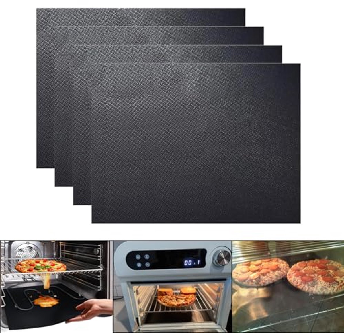 Grote herbruikbare bakfolie en grillmat set van 4 40 x 50 cm antiaanbaklaag voor oven en grill