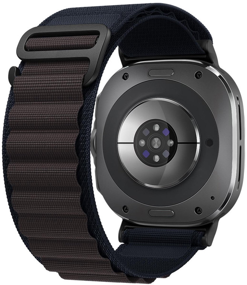 Nylon loop bandje - geschikt voor Samsung Galaxy Watch Ultra (47mm) / Ultra 2025 (47mm) - premium bandje met haaksluiting - donkerblauw