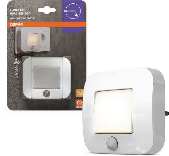 OSRAM LUNETTA Hall Sensor Nachtlamp Wit; bewegingssensor; daglichtsensor; LED-technologie; IP20; 0,7 Watt; stopcontact
