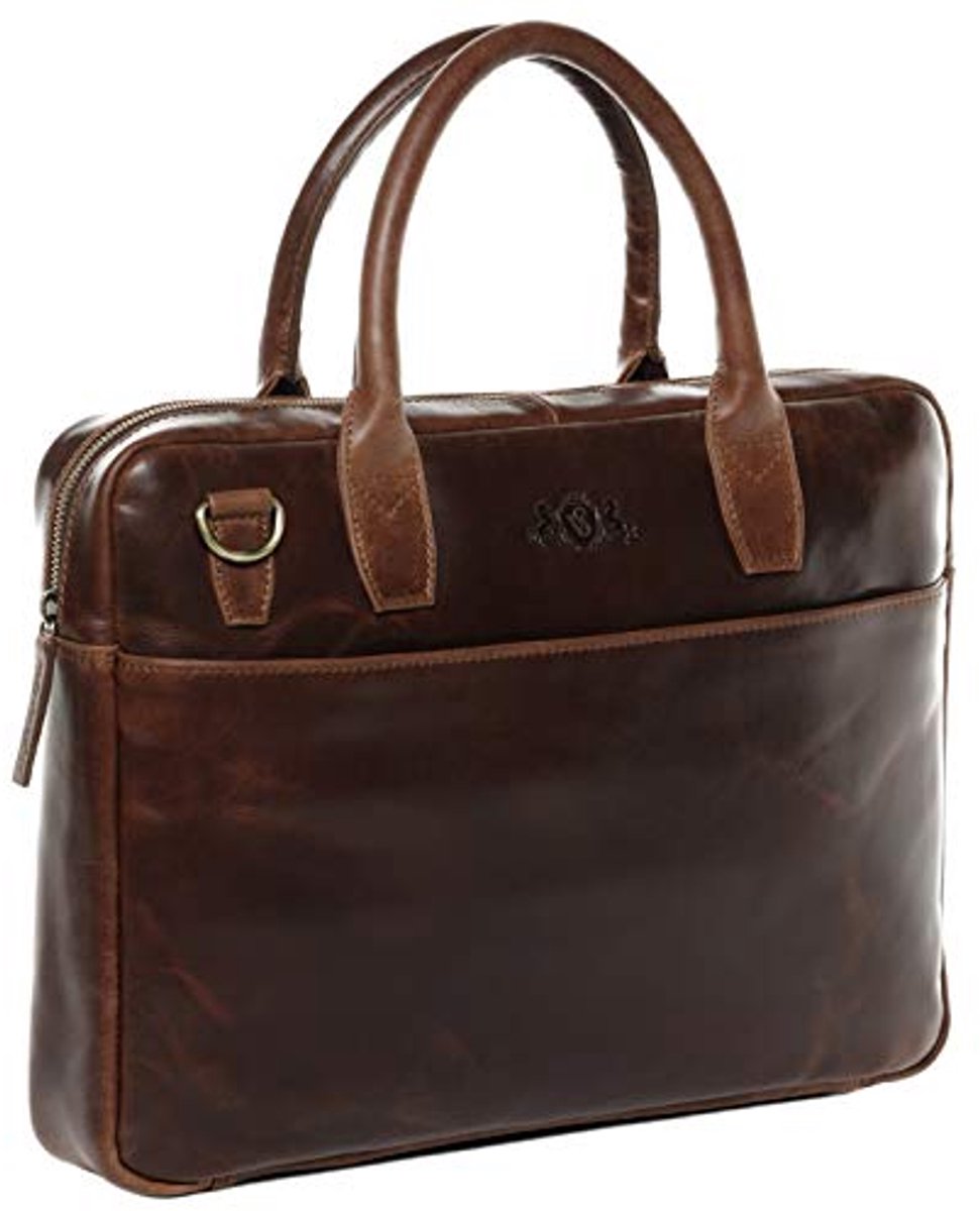 Laptoptas voor Heren en Dames van Hoogwaardig Leer - Smal en Handgemaakt met Laptopvak (17 inch)