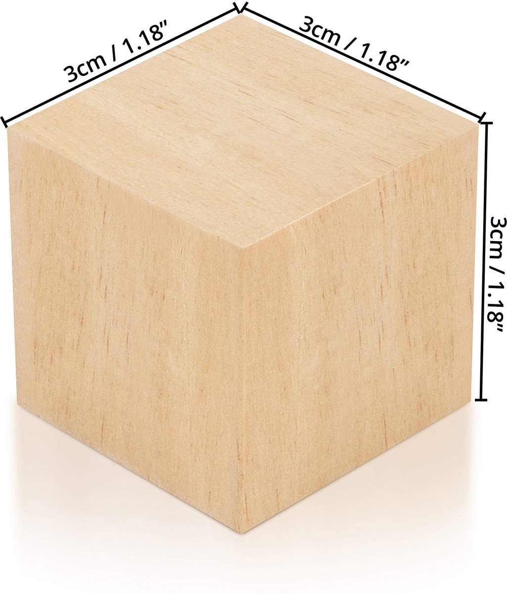Kurtzy Houten Kubussen – 60 Stuks, 3x3x3 Cm, Onbewerkt Grenenhout, Voor DIY, Puzzels, Stempelen, Knutselen En Leeractiviteiten