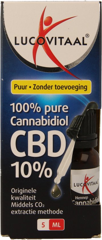 Flesje met druppelaar voor Lucovitaal CBD olie 10%, 5 ml. Puur, zonder toevoeging. Met CO2 extractiemethode.