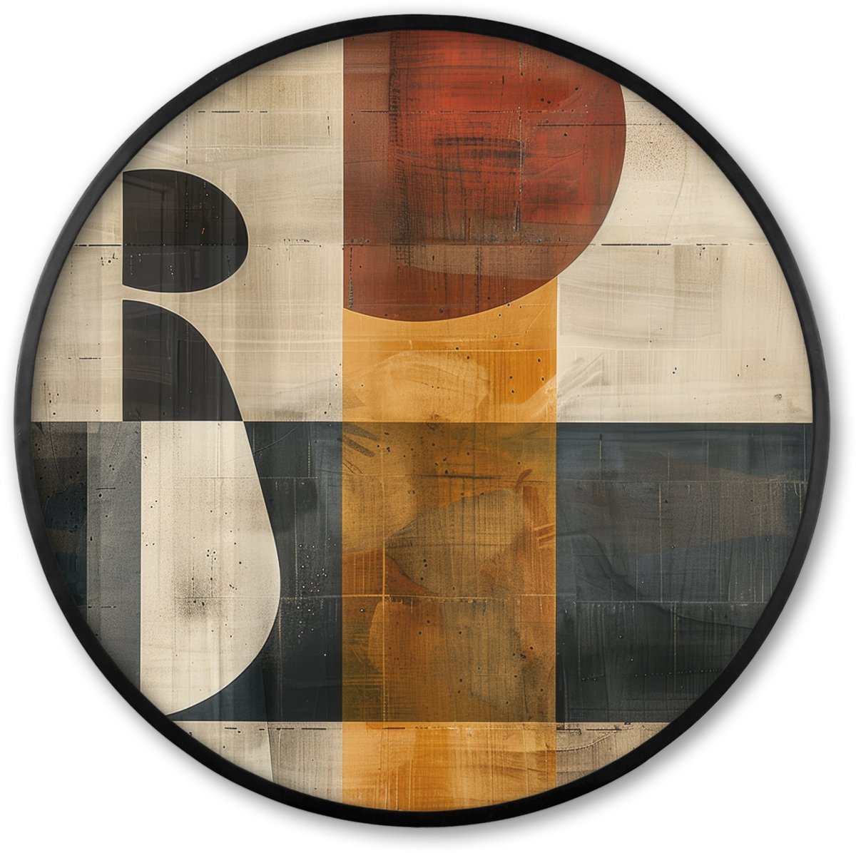 FrameYourWall Poster in lijst Rond - Fotolijst 80x80 cm - Posters - Abstract - Kunst - Vormen - Modern - Ronde posterlijst zwart - Decoratie - Wanddecoratie woonkamer - Muurdecoratie slaapkamer