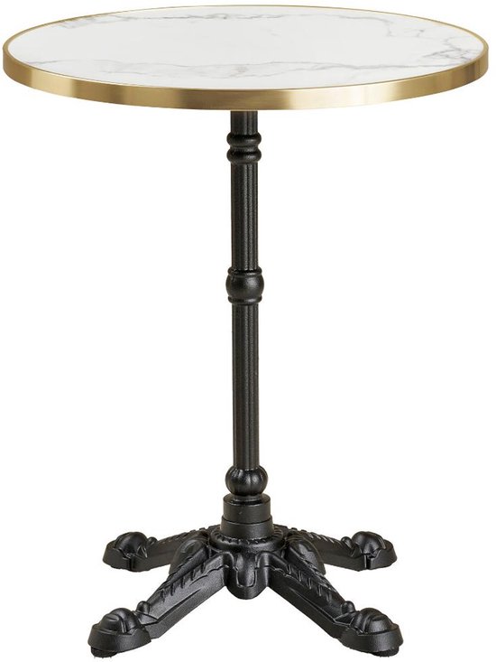 Table de café Trine Ø60cm décor marbre blanc.