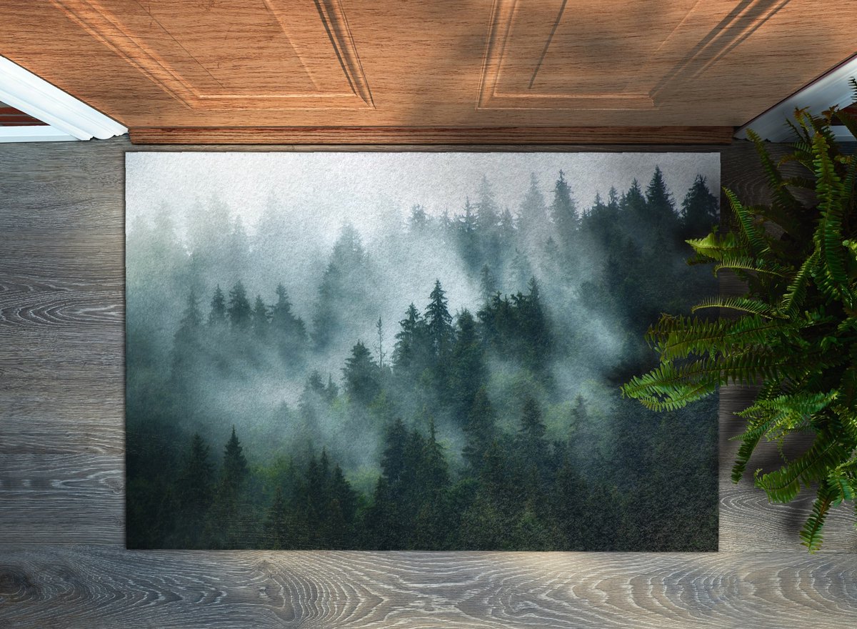 Coloray Deurmat voor binnen - Zwart Grote Deurmat - Mistbos Schoonloopmat - Binnen Deurmat - Wasbare Deurmat - 90x60 cm Zwart - Mistbos