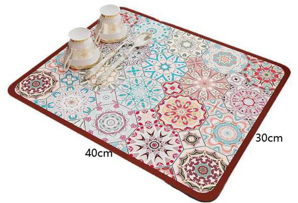 Afvoermat - Koffie absorberende afdruipmat - Vaatdroogmat - Antislip serviesafvoermat - Diatomeeën modder aanrechtmat - Koffiezetapparaat Mat - Ideaal voor Koffiezetapparaten, Keukenbladen en Gootstenen - 30x40cm