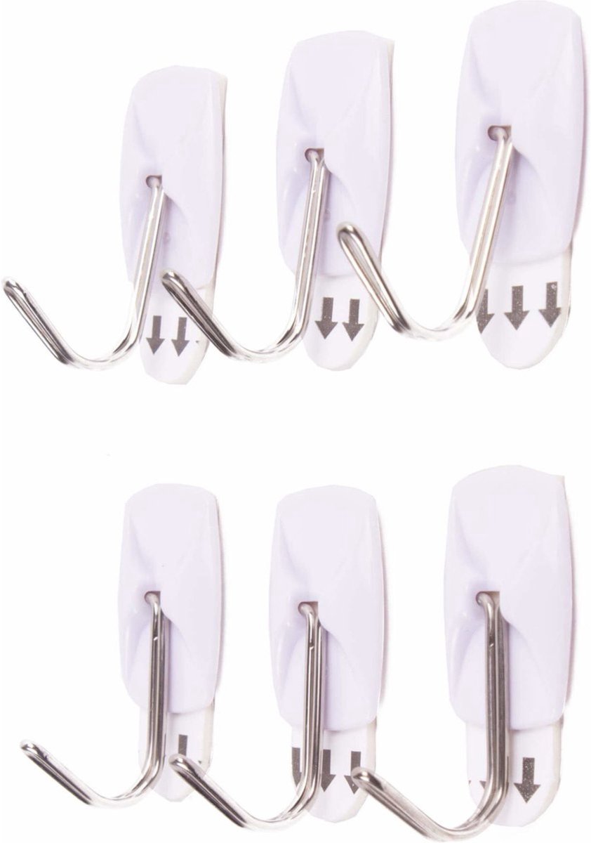 Benson Zelfklevende haken - verwijderbaar - 2.1 x 3 cm - wit - set van 6