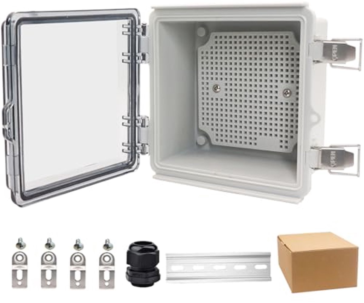 Waterdichte elektrkische doos RVS met transparante scharniervergrendeling voor wandmontage - 15x15x8,9 cm