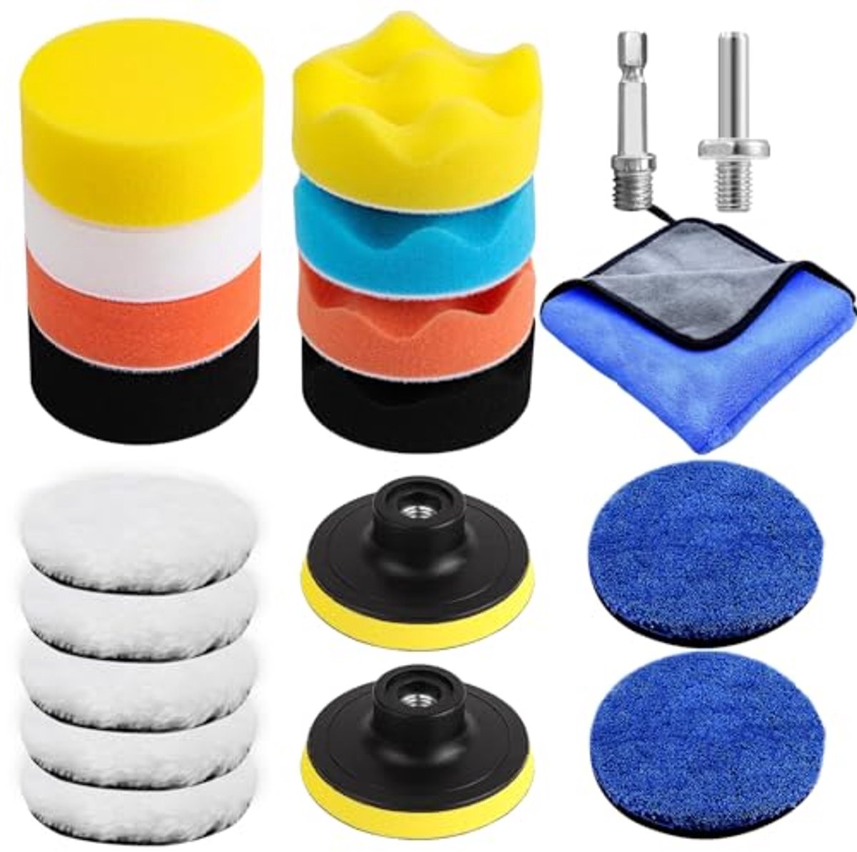 Polijstset 80 mm - 20 Stuks voor Auto en Meer - Compleet met Polijstsponzen en Pads