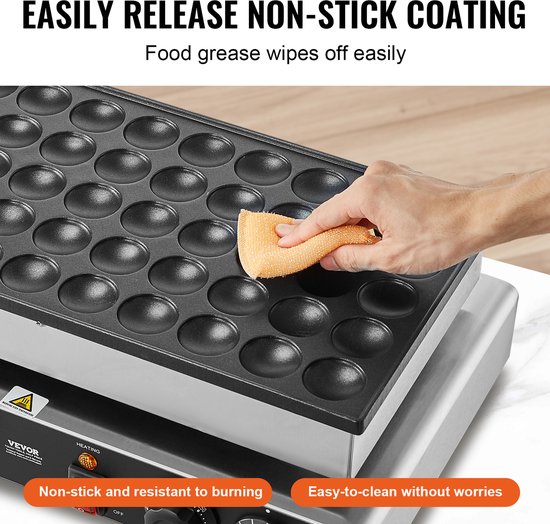 VEVOR Mini Pannenkoekenmachine Nederlandse Pannenkoekenmaker 50 stuks RVS 1700W van Vevor — afbeelding 4
