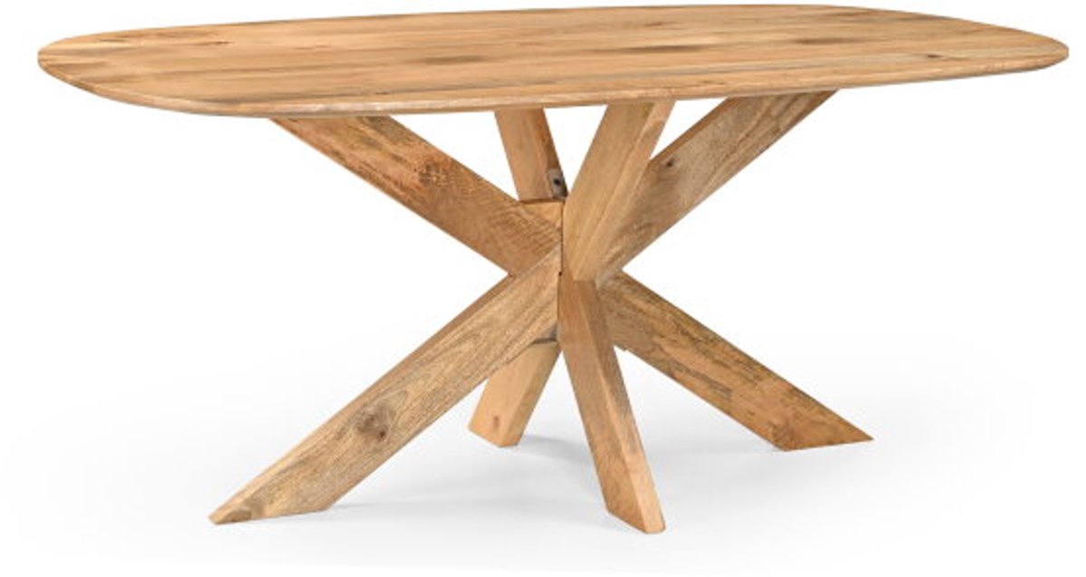 Benoa Eettafel Deens Ovaal Runa mangohout met Houten Onderstel 180x100x76 cm Naturel