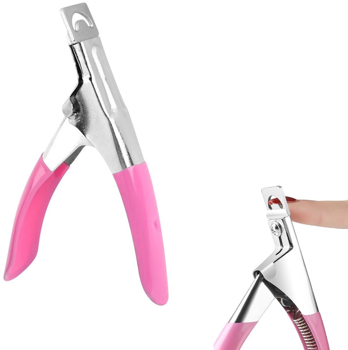 1 Piece Stainless Steel Nail Clipper for Artificial Nails, Gel Nails, Fingernails and False Nails, Nail Cutter Pink