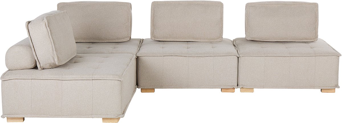 Beliani TIBRO - Hoekbank - Lichtbeige - Universeel - 300 cm - Polyester