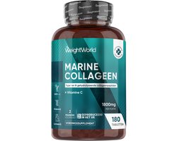 WeightWorld Marine Collageen tabletten - 1800 mg viscollageen poeder per portie - Gehydrolyseerd collageen poeder type 1 en 3 - 180 tabletten voor 2 maanden