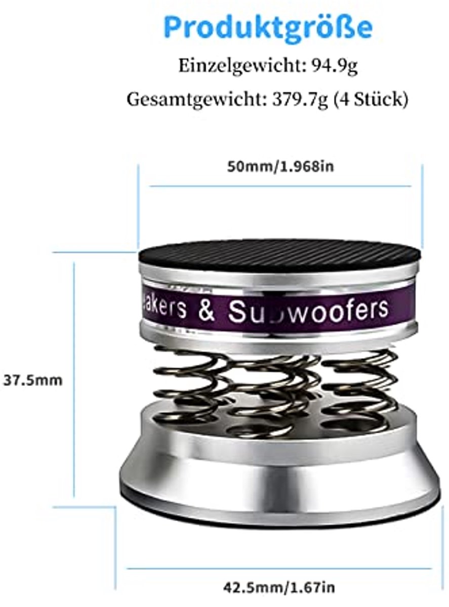 High-end luidsprekers voet trillingdempers met antislip rubberen demping - 4 stuks