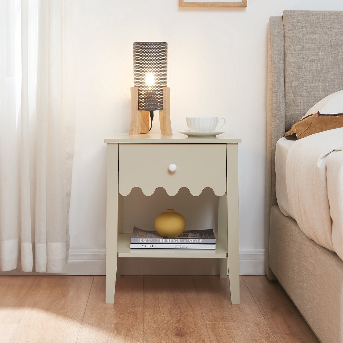 en.casa Nachtkastje Luspoo met lade 50x40x40 cm cremewit [en.casa] cremewit 1 lade