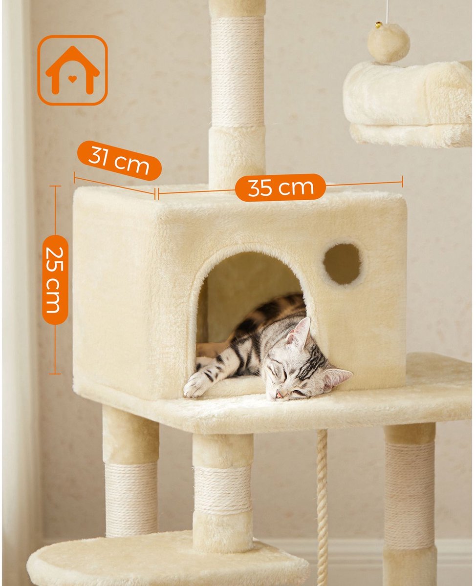 MAZAZU Krabpaal 143cm Beige - Dubbel Platform met Hangmat thumbnail 6