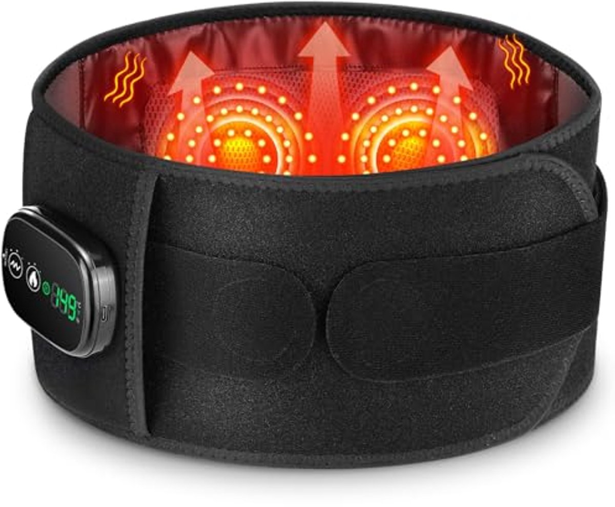 Verwarmde Rugbrace met Vibratie en Digitale Controller - 3 Instelbare Modi - Zwart