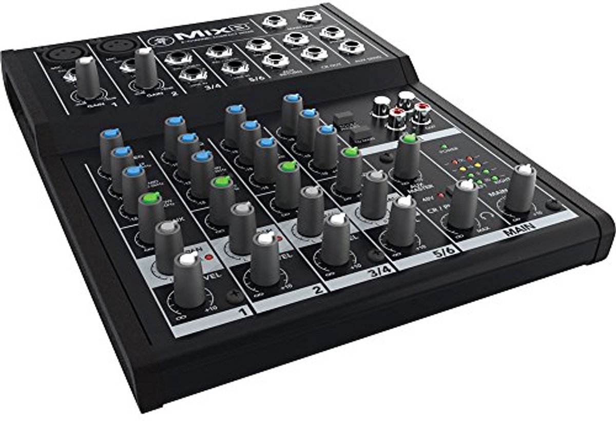 Compacte 8-kanaals analoge mixer met 3-bands EQ
