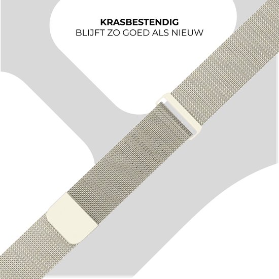 Strap-it Luxe Milanese band- Geschikt voor Apple Watch bandje - Series 1/2/3/4/5/6/7/8/9/10/11/SE/SE2/SE3 - Sterrenlicht / Starlight - RVS metalen bandje met magneet - Milanees iWatch bandje voor maat: 38 / 40 / 41 / 42mm