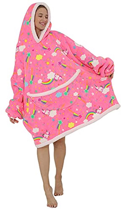 Hoodie voor kinderen met contrast kleuren roze met