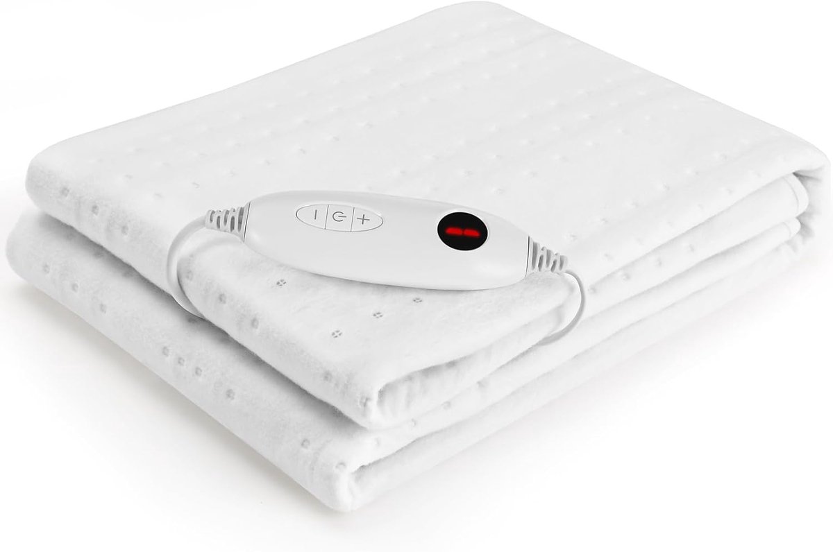 Warmteonderbed - 8 uur automatische uitschakeling, 150 x 80 cm, 6 temperatuurniveaus - Machinewasbaar en afneembare controller