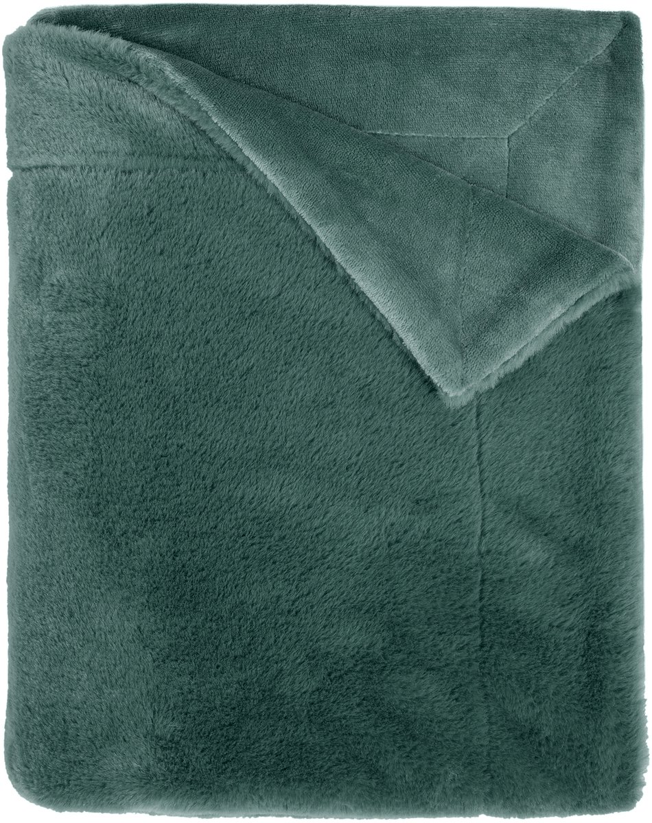 Mistral Home - PLAID - fake rabbit - 150 x 200 cm - effen kleur - muntgroen