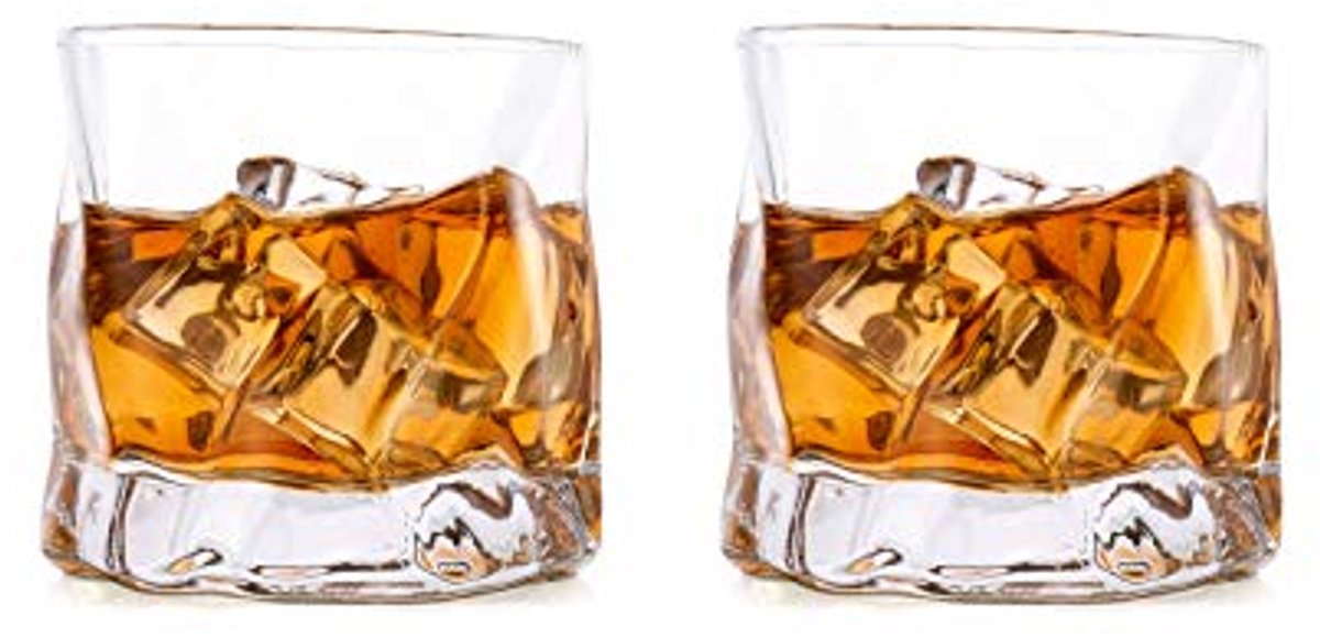 Onregelmatige Whiskyglazen Set van 2 - Perfect voor Verjaardag, Vaderdag en Pensioen