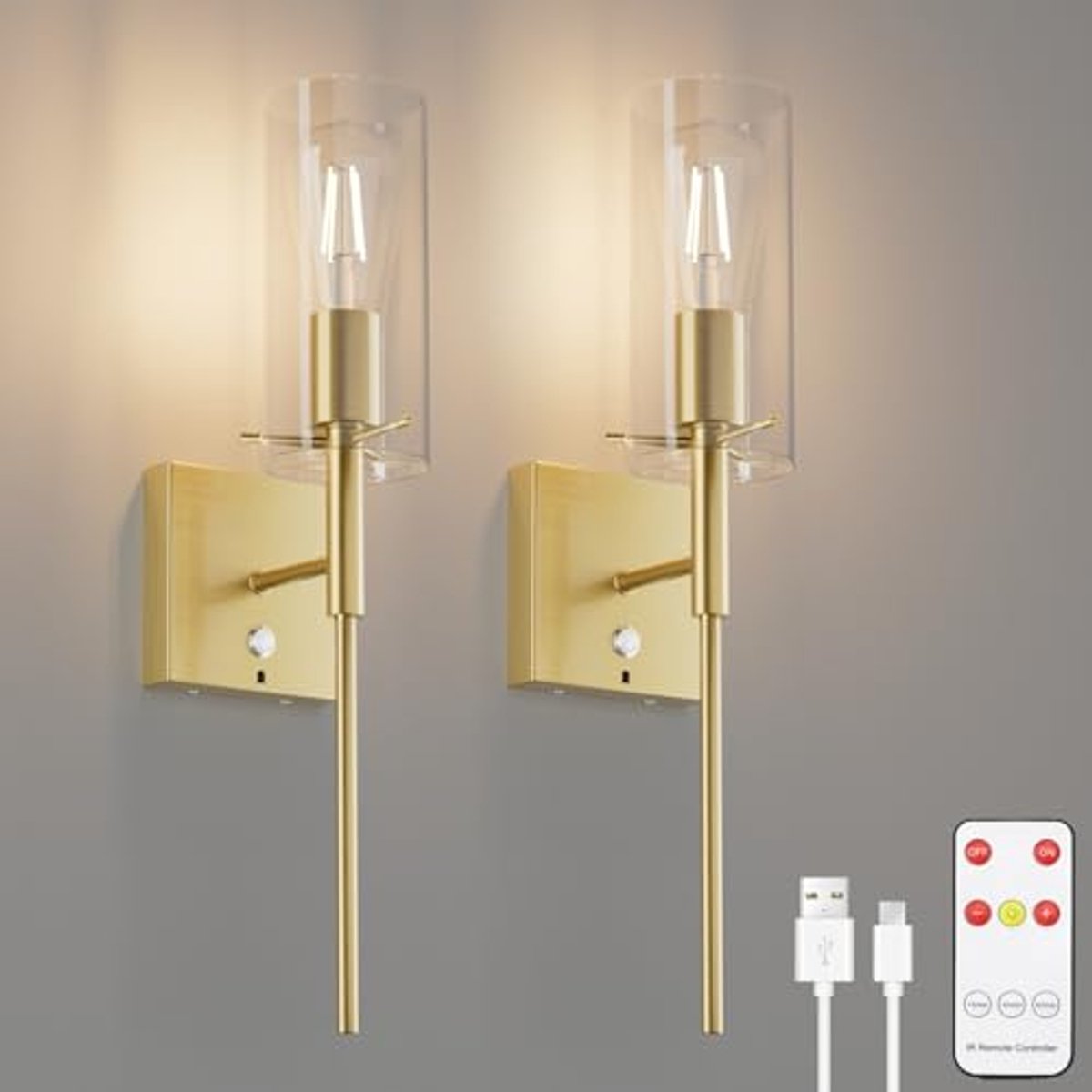 Draadloze wandlamp met afstandsbediening, oplaadbare 6000 mAh batterij, dimbaar en met timerfunctie - 2 stuks